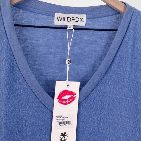 NWT Wildfox V-Neck Baggy Beach Jumper in Dusk Blue - Picture 5 of 7